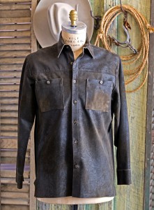 men's dark brown leather shirt