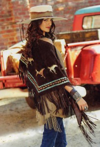 dark brown southwest fringed shawl