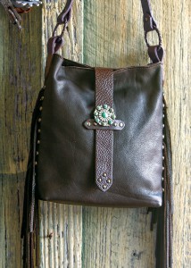 dark brown leather purse