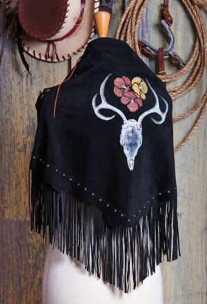 Indian Deer Spirit fringed deer suede shawl