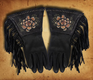 Floral Black Gauntlet Gloves